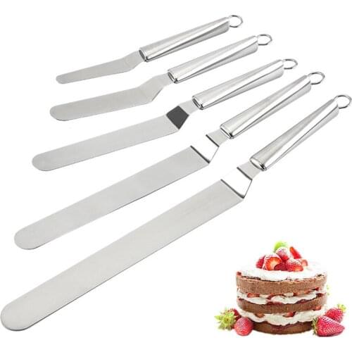 1pcs 4/6/8/10/12 Inch Stainless Steel Butter Cake Cream Spatula for Cake Smoother Fondant Baking Pastry Cake Decorating Tool