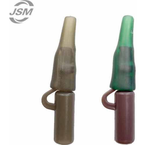 JSM 100pcs 3.2cm Safety Lead Clips With Tube Brown Coffee ABS Plastic Carp Rigs Connector Carp Fishing Accessories Tackle