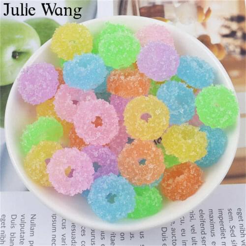 Julie Wang 20PCS Resin Soft Candy Charms Slime Food Heart Square Donut Pendants Jewelry Making Accessory Table Decor Ornament