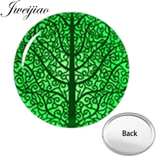 JWEIJIAO Green Tree Art Photo Printed One Side Mini Pocket Mirror Travel Purse Mirror Fits in Any Handbag or Makeup Bag