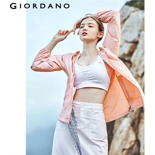 Giordano Women Jackets Anti-UV APF 50+ Lightweight Hooded Jacket Zip Front Mult- Pockets Summer Windbreakers 05371090