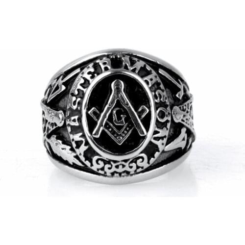 Master Mson Freemason Mens Silver color Ring Free Mason Stainless Steel Masonic Ring
