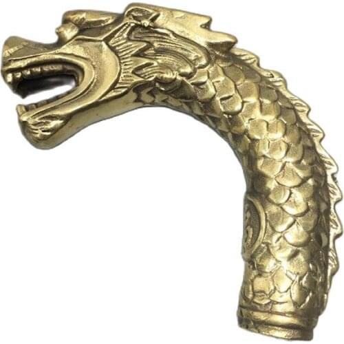 Copper crutch head pure copper antique dragon head longevity crutch head handle piece handle head copper ware