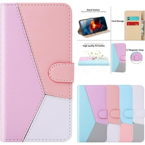 Fashion Splicing Flip Wallet Leather Case for Samsung Galaxy S21 FE S20 S10E Note 10 20 Etui Folded Stand Shockproof Phone Cover