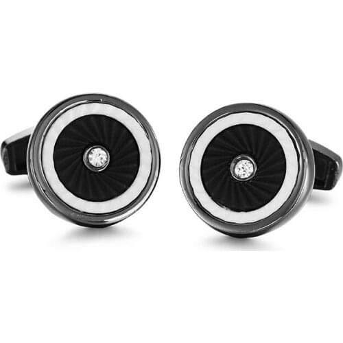 French Shirt Fashion Cufflinks for Mens Brand Cuff links Buttons Black round High Quality 2018 New Arrival Jewelry