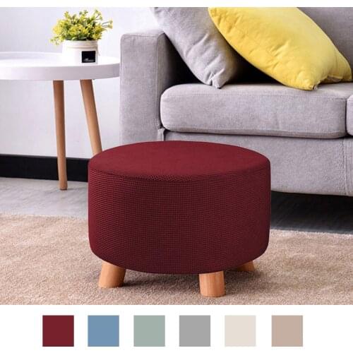 Soft Round Ottoman Slipcovers Round Footstool Cover Removable Dustproof