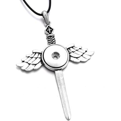 New Wing Cross Snap Pendant Necklace 18mm Snap Button Jewelry Interchangeable Necklace With Chain Button Jewelry