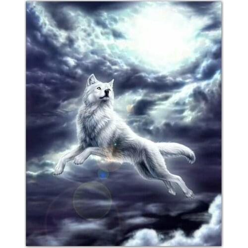Full Round Diamond mosaic Dark clouds animal Full Square Diamond embroidery Wolf clouds sky DIY 3D Diamond painting Cross stitch