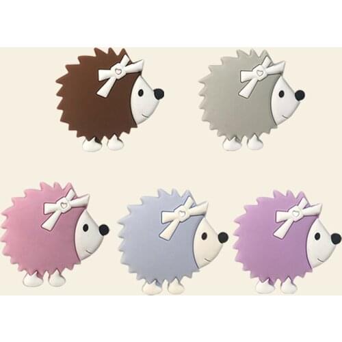 1pc Hedgehog Teether Cartoon Rodent Teething Toy Food Grade Silicone Baby Teethers DIY Chewing Teething Necklace Accessories