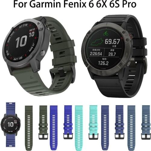 26 22 20mm Watchband Strap for Garmin Fenix 6S 6 6X Pro 5 5S Plus 3 3 HR Watch Quick Release Silicone Easy fit Wrist Band