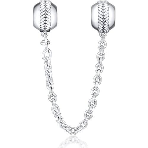 Charms fits for Bracelets Necklaces Grains of Energy Safety Chain Beads 100% 925 Sterling-Silver-Jewelry Free Shipping