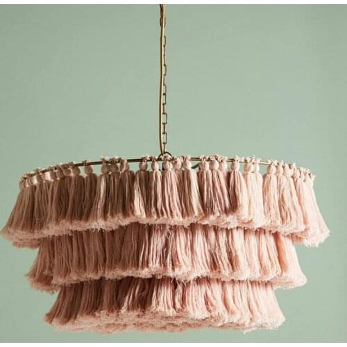 Modern decorative chandelier Cotton tassel Bohemian style chandeliers chain Pendent E27/LED living room art lighting ZM1107
