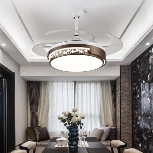 LED Inverter Ceiling Fans Light Invisible Modern Minimalist Ceiling Fan Light Restaurant Bedroom Ceiling Fans with Lights
