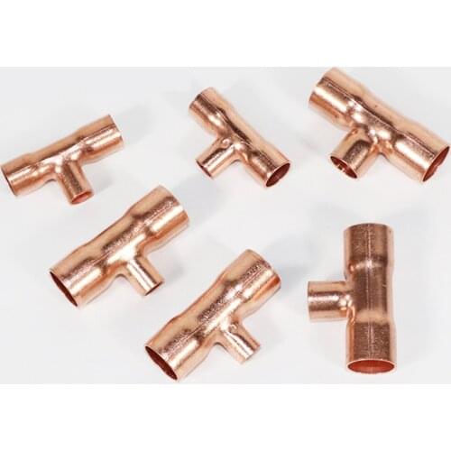 Equal tee T type Air conditioning copper pipe reducing tee pipe fitting Plumbing hardware copper fittings reducers