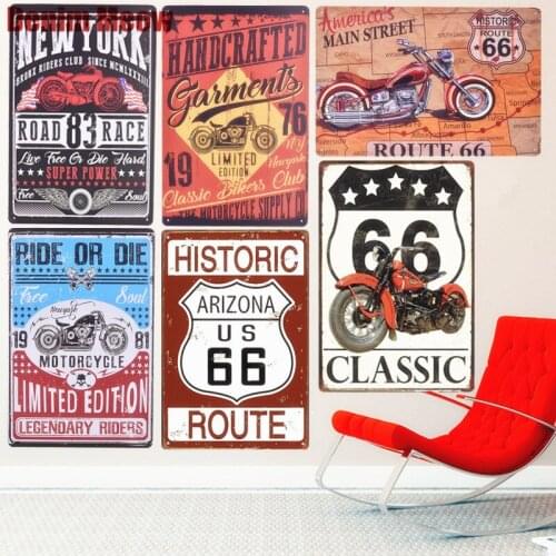 RIDE OR DIE Plaque Vintage Metal Tin Signs Home Bar Pub Decorative Plates Motorcycle Wall Stickers Route 66 Iron Art Poster N228