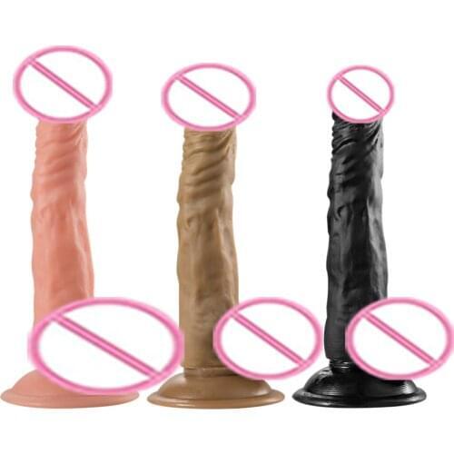 Audlt Products Lifelike Skin Flesh Black Brown Color Huge Penis Masturbate Women Sex Toy Dick