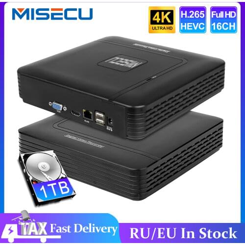 MISECU H.265+ Mini CCTV NVR 16CH Full HD 8MP 4K/5M/4M/3M/1080P Video Recorder Motion Detect P2P For IP Camera Security System