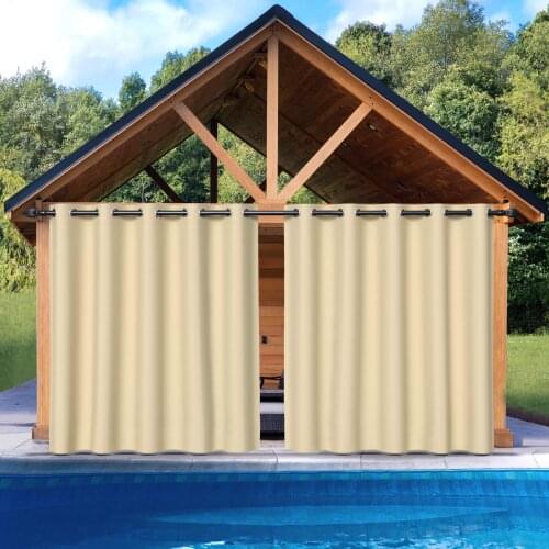 Outdoor Patio Grommet Single Curtain Panel Solid Color Stylish Satement Outdoor Curtains