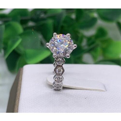 100% 18K 750Au Gold 1ct Moissanite Diamond Ring Wedding ring D color VVS With national certificate MO-H10034