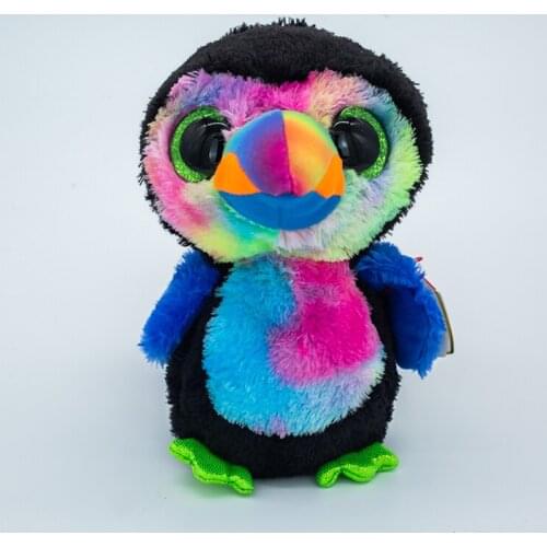 15CM Ty Big Eyes Beanie Plush Animal Doll Toy Bixie The Parrot Plush Animal Boys and Girls Christmas Birthday Gift