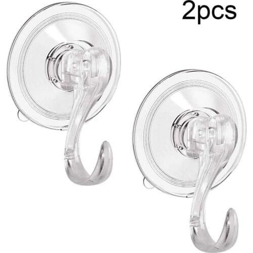 2Pcs Transparent Punch Free Suction Cup Hooks Kitchen Bathroom Wall Hangers suction cup cup hooks Home Kitchen Accessories
