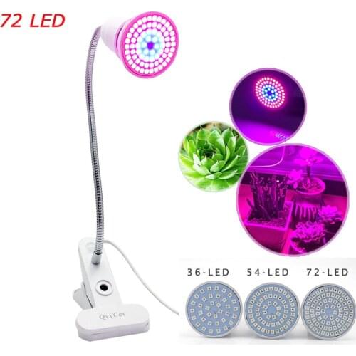 36 54 72 LED Grow Light E27 Bulb Lamp for Plants flower with desk clip holder For indoor greenhouse Hydroponic Veg System