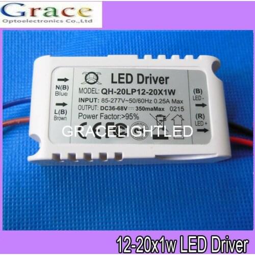 5pcs/lot 12x1W 15x1W 18x1W 20x1W External power supply Transformers 12-20x1W LED driver 85-277V 300ma for Ceiling light Lamps