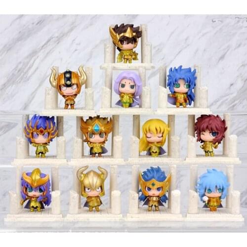 7pcs/lot Anime Saint Seiya Egg Box Q Version The Gold Zodiac PVC Action Figures Model Toys Kids Birthday Gifts 4cm With Box