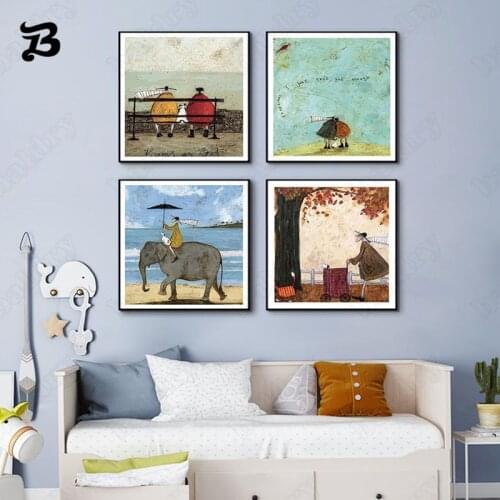 Abstract Landscape Wall Art Posters Natural Scenery Canvas Painting Prints Peoples Happy Life Wall Pictures Living Room Decor