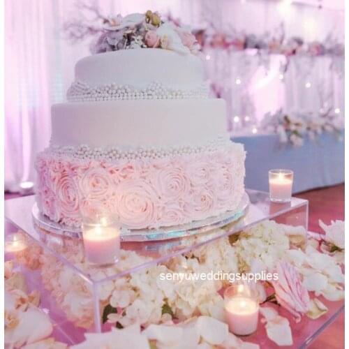 1set)Wholesale round customized clear acrylic cupcake stand transparent cake display rack shelf for wedding senyu1618