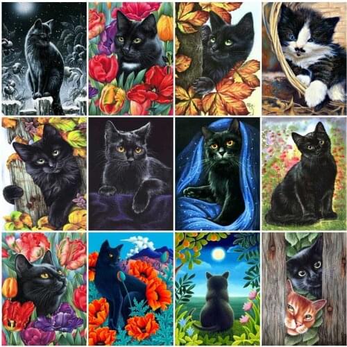 AZQSD 5d Diamond Painting New Arrivals Black Cat Handmade Diamond Embroidery Animal Picture Of Rhinestones Home Decor Gift