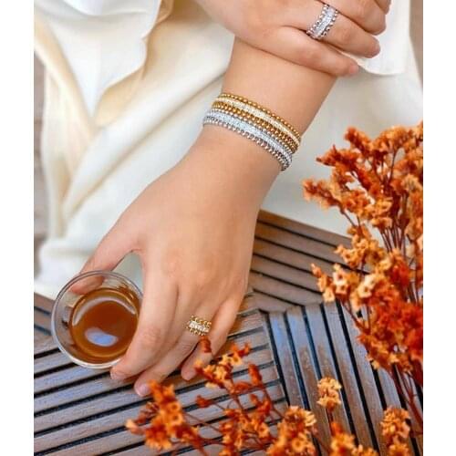 JaneKelly Luxury Big Ball Bowknots Bangle Ring Set Jewelry Sets For Women Wedding Cubic Zircon Crystal CZ aretes de mujer modern