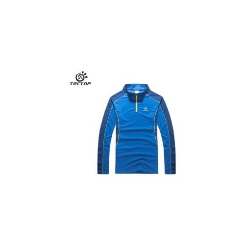 Tectop Children outdoor sports Quick-drying Half cardigan Long sleeves T-shirts Kids girls hiking camping Windproof collar
