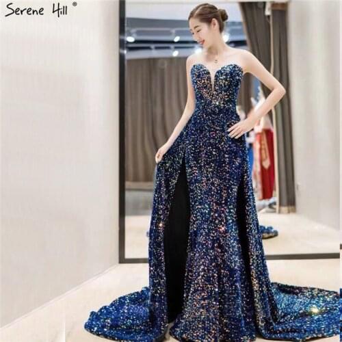 Dubai Luxury Sequins Sparkle Sexy Evening Dresses 2020 Sweetheart A-Line With Train Evening Gowns Serene Hill LA70273