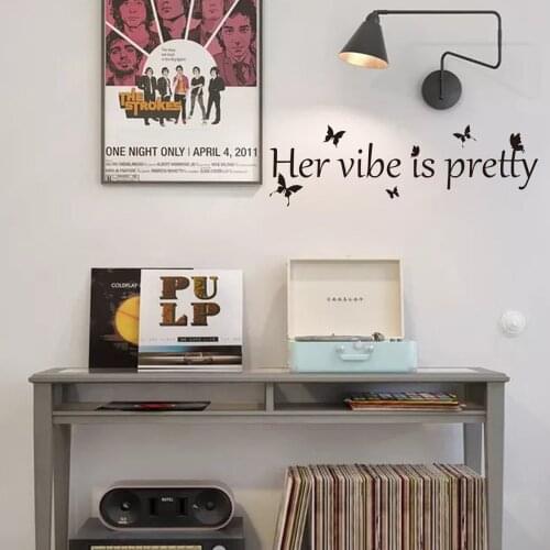 Her Vibe Is Pretty Mirror Wall Sticker Living Office Trendy Female Beauty Positive Womens Inspirational Quote Wall Decal Murals