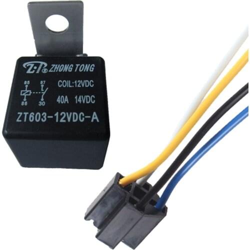 EE support 12V 40A AMP SPST Relay & Socket Harness 4 Pin 4P 4 Wire Car Automotive