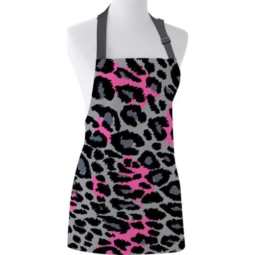 Animal Color Leopard Print Apron Print Unisex Kitchen Bib with Adjustable Neck for Cooking Gardening
