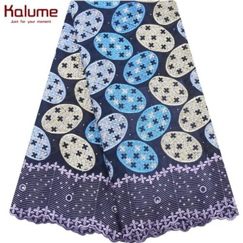 Kalume 5 Yards High Quality Swiss Voile Lace Soft Cotton African Lace Fabric Stones Nigeria Ghana National Garment Clothes F1990