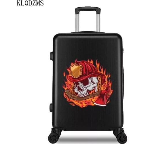 KLQDZMS 20/22/24/26inch skull cartoon pattern ABS+ PC rolling luggage spinner trolley travel suitcase on wheels
