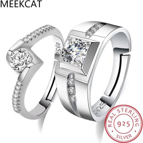 Luxury Fashion Silver Jewelry Men and Women Tail Ring Anniversary Gift Heart-Shaped Couple Adjustable Ring Wholesale Opening