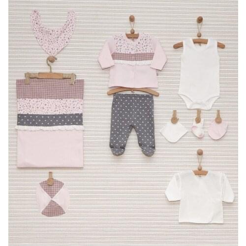 Newborn Essentials Organic Embroidery Baby Girl Clothing 10 Pcs Set Soft 100% Cotton Baby Gift Layette Baby Set 0-3 9,9-12months