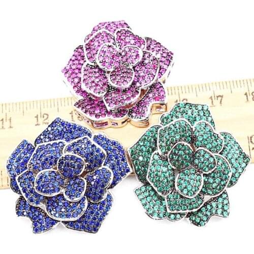 One pcs red blue green flower carved pendant zircon knoted plated 30mm DIY Jewelry wholesale lock necklace hook FPPJ FPPJ