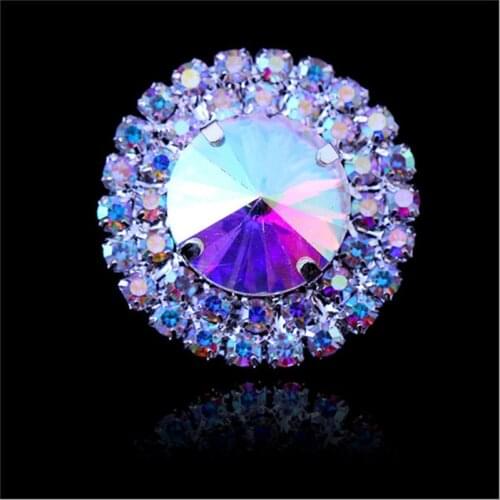 4 pcs 3 cm Round Crystal Rhinestones Buttons Applique Sew On Costume Wedding Dresses DIY Crafts