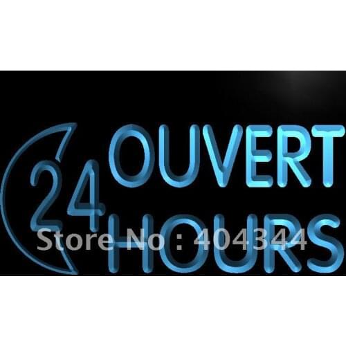 LK182- OUVERT 24 Hours Cafe Food LED Neon Light Sign home decor crafts