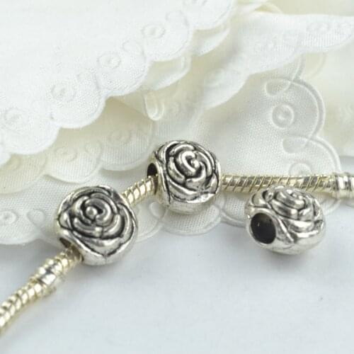 10 pcs Tibetan Silver flower metal Beads Fit For European Charm Bracelet Jewelry Making DIY Jewelry Findings Handmde 18160