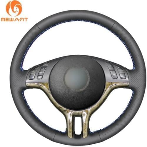 MEWANT Black Artificial Leather Car Steering Wheel Cover for BMW E46 318i 325i 330ci E39 X5 E53 Z3 E36/7 E36/8