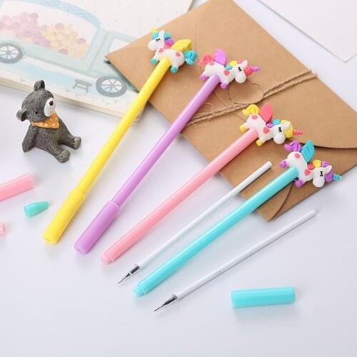 Cute Unicorn Running with wings Gel Pen Stationery Gift Black Ink for School Office Writin Pens Student gifts office decoration