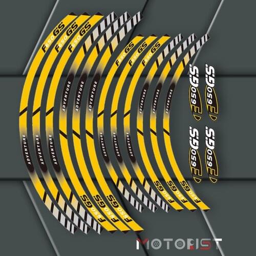 A set of 12pcs high quality motorcycle wheel decals waterproof Reflective stickers rim stripes For BMW F650GS