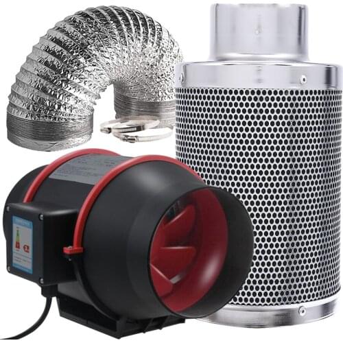 Duct Fan Set indoor ventilation system Kit air Activated carbon filter 4/6 inch for Growbox Hydroponics Grow Tent Ventilation