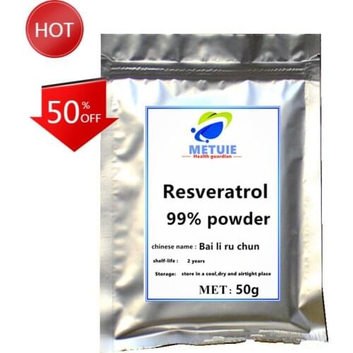 2020 New Arrival Grape Seed 99% Resveratrol Powder/ 1pc Green Tea Resveratrol Raw Materials Extract for Skincare Skin Whitening